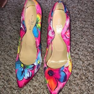 Pink floral pumps